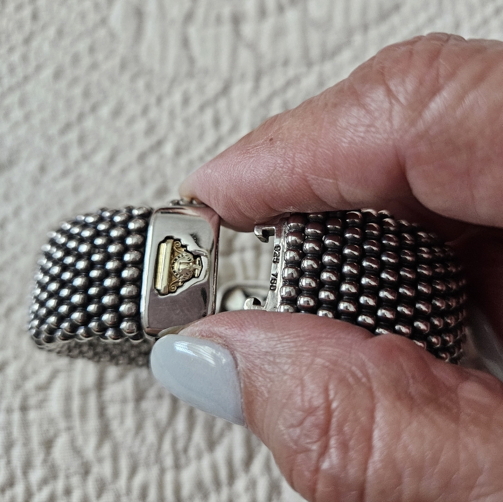 Lagos RARE Diamond, Silver And 18k Bracelet M - Picture 5 of 6
